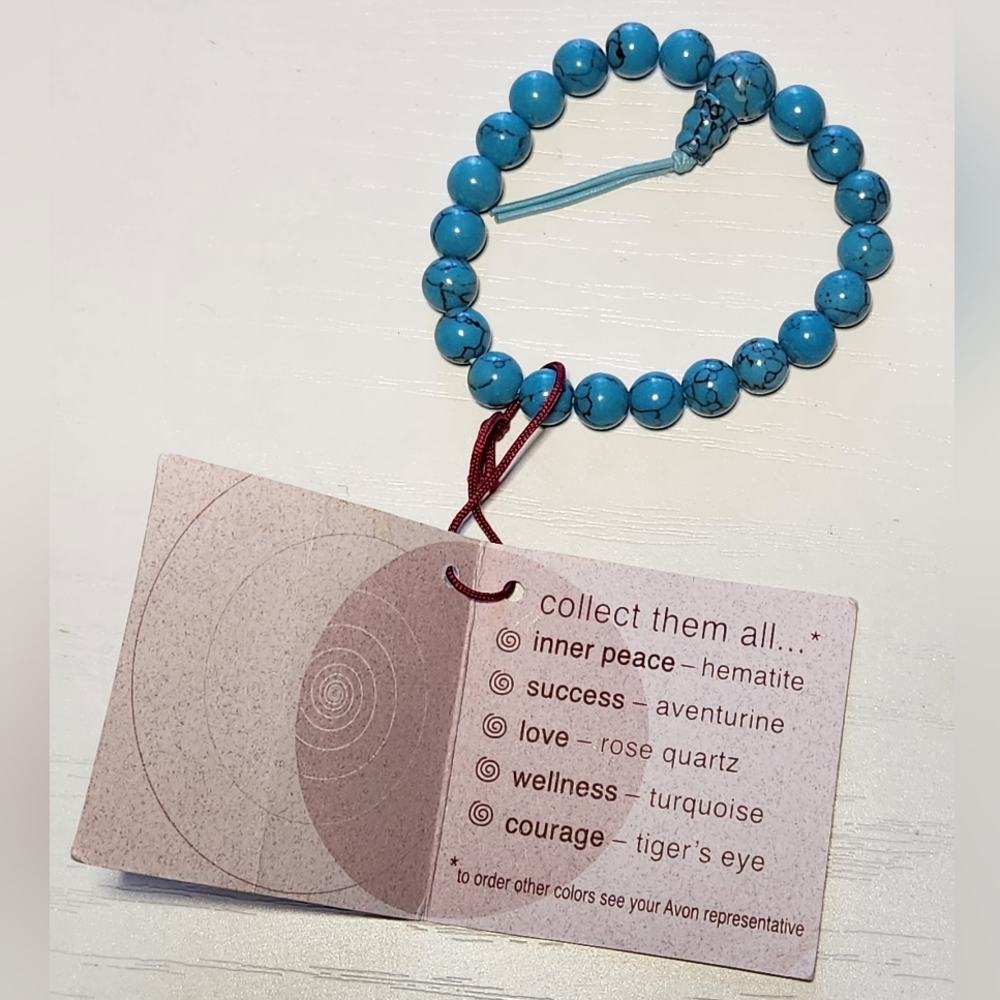 NWT Avon Turquoise Blue Power Bead Bracelet